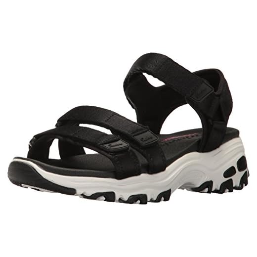 Skechers D'lites Fresh Catch, Sandalia Mujer, Negro, 38 EU
