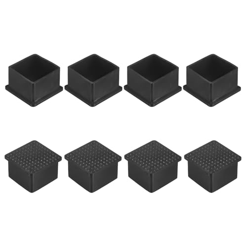 Image of M METERXITY 8-Pack Square Chair Leg Caps, 1.5 inch (38mm) PVC Chair Leg Floor Protectors for Chairs /Table /Bed, Furniture Feet Covers Cups Non-Slip End Tips