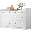 Cozy Castle 6 Drawer Dresser for Bedroom Large Wood Dressers Chests of Drawers 52 Long Modern Sideboard Buffet Cabinet with Storage Accent Cabinets for Hallway Entryway White