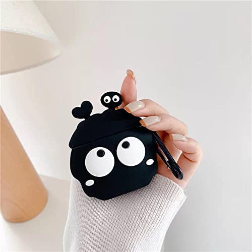 Image of for Airpods Pro 2019 Pouch Case Cover Headphones Soft Silicone Cartoon Character Cover with Keychain, 360-degree Protection (Black Funny)