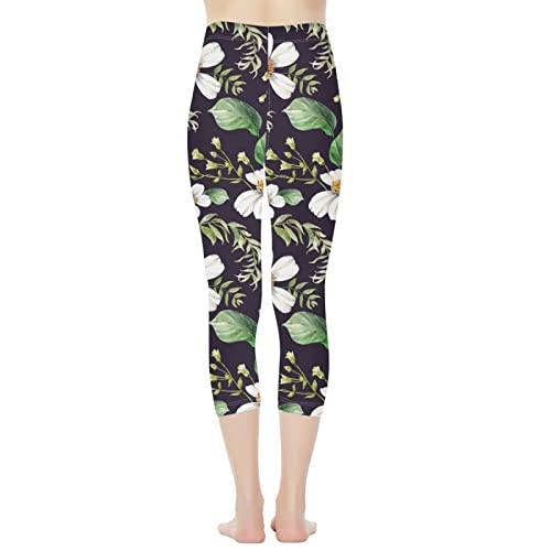Afpanqz Vintage Daisy Leggings For Women's High Waist Comfortable Yoga Pants Cycling Running Butt Lift Athletic Tummy Control Over Ankle Leggings M White Black #TOP3