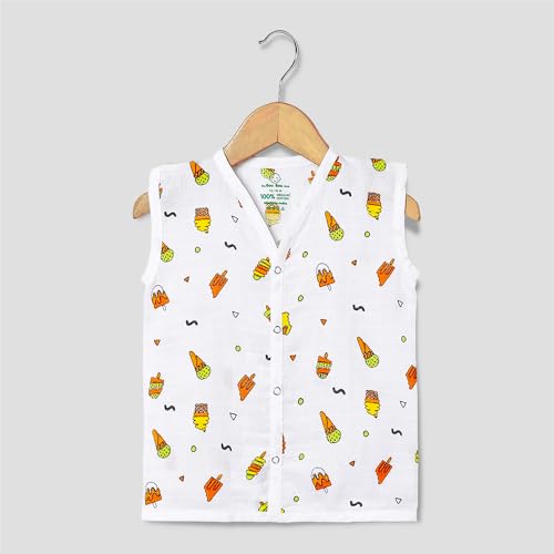 Image of The Boo Boo Club Muslin Jhabla and Short Set 100% GOTS Certified Organic Cotton | Sleeveless Button Vest | Summer Wear Set