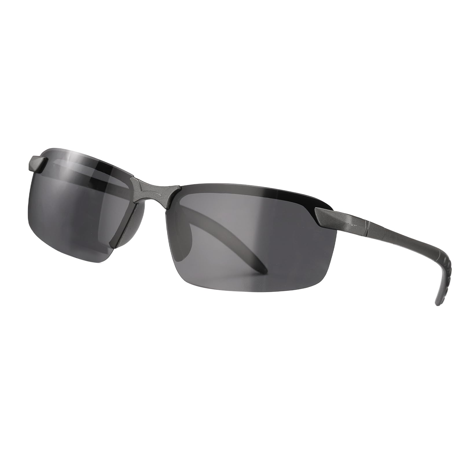 sourcing map Polarized Sports Sunglasses for Men Womens, UV400 Protection 16g Lightweight Cycling Sunglasses for Running Skiing Fishing Goggles, Gun Gray/Gray