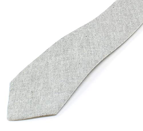 Image of Men's Chambray Cotton Skinny Necktie Tie Textured Distressed Style - 2.5 inch Width
