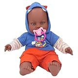 Wiedergeborene Babypuppen, 16-Zoll-wiedergeborene Babypuppen, Coole Kleidung, Hohe Simulation, Schwarze Haut, Lebensechte Vinylpuppen mit Schnuller, Weiches Körperspielzeug für Toyfigure Puppe
