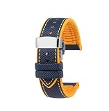 HASGTFM Misura for CITTADINO Blue Angel Uomini Onda Radio Orologio AT8020-54L/8020-03L/JY8078 Serie Tela di Nylon + Cinturini In Gomma 22mm 23mm(C-Blue yellow-S)