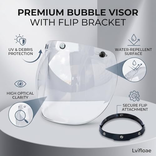 Visière à bulles jaune pour casque jet, pare-brise moto rétro pour balade urbaine - 4