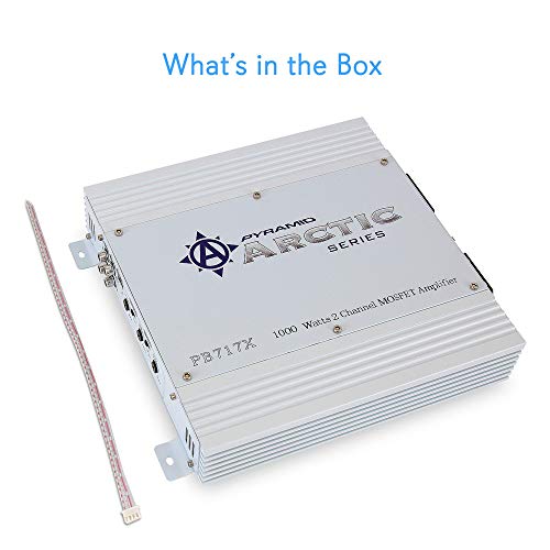 Pyramid 2 Channel Car Stereo Amplifier - 1000W Dual Channel Bridgeable High Power Mosfet Audio Sound Auto Small Speaker Amp Box W/ Crossover, Variable Gain Control, Rca In/Out, Led Indicators Pb717X #TOP6