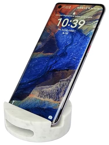 fashciaga Luxurious Marble Cell Phone Stand Holder for Cellphone Tablet On Desk, Countertop, Table, Nightstand. Heavy Real Stone Mobile Phone Stands (Hollow)