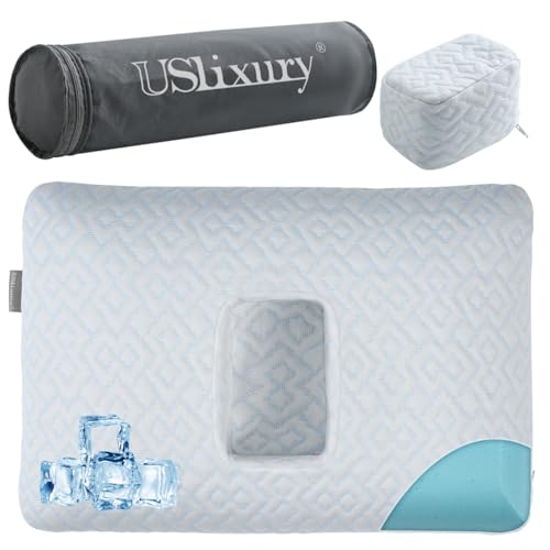 USlixury Ear Piercing Pillow with Foam Plug - Ear Pillow with Off Center and 4.7'X3.2' Hole, Soft...