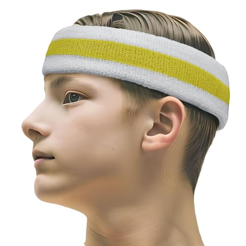 COUVER Sports Headband Sweatbands Terry Cloth Moisture Wicking Sweat Absorbing Head Band - Yellow