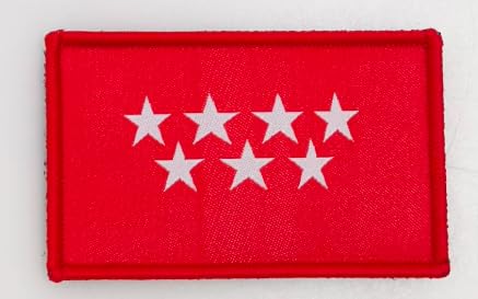 Bestickter Aufnäher mit der Flagge der Gemeinschaft von Madrid in offiziellen Farben, gesticktes Wappen, bestickte Motorradflicken, Militär-Patch, Aufnäher (Gemeinschaft Madrid)