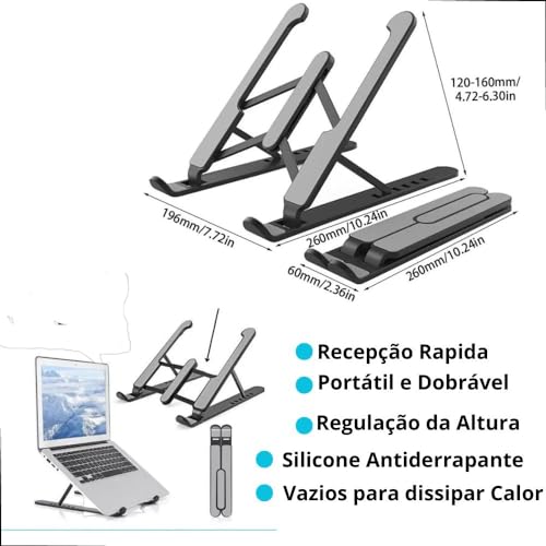 Suporte para Notebook Tablet Regulavel Ergonomico Universal Ajustável Dobrável Portatil AlphaDomus