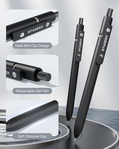 Set de 24 bolígrafos STAGEEK gel negro 0.7mm miniatura 3