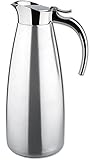 Isosteel VA-9345K 1 Litre 18/8 Stainless Steel Tableline Double-Walled Straight Shape Vacuum Pot with Flap Lid.