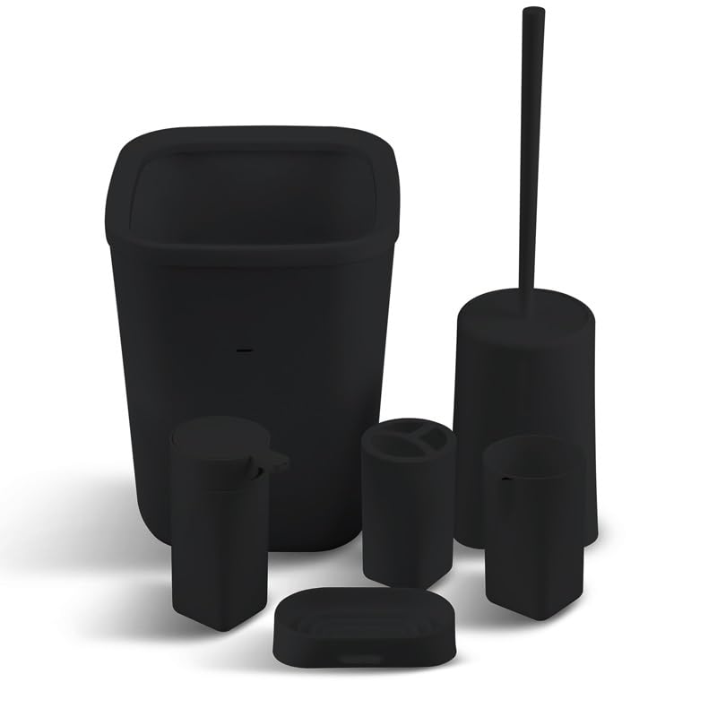 Suministros de baño Juego de Inodoro con Caja de jabón y Soporte for Dientes y Enjuague bucal de Seis Piezas(3-Pack)