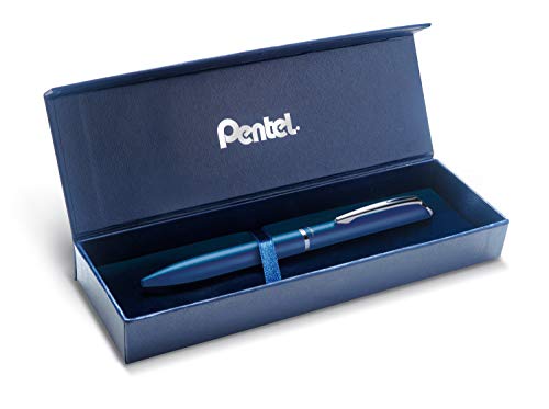 Pentel BL2007 EnerGel Roller gel haut de gamme rétractable pointe 0,7 mm corps métal Mat Bleu Nuit - Coffret cadeau