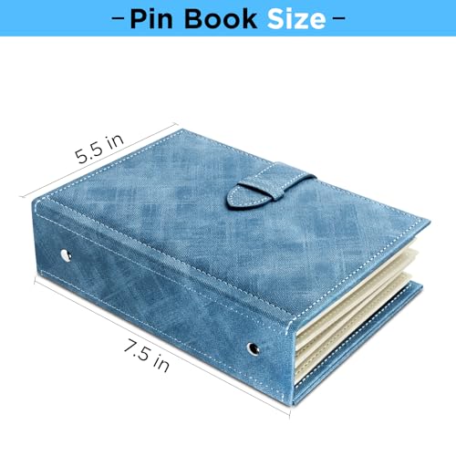 Portable Enamel Pin Album, CollectHall Pin Trading Book, to Display and Trade Your Pins, 42 Pins Capacity, PU Leather Pin Holder, Fit Rubber Pin Back, Blue3