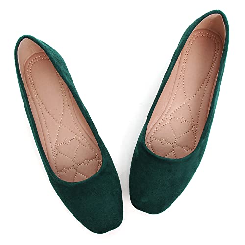 Image of ChaiRong Zhou Women Square Toe Ballets Flats Comfort Slip On Walking Shoes for Driving