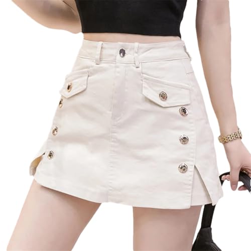 Short en jean galbant taille haute abricot confortable S