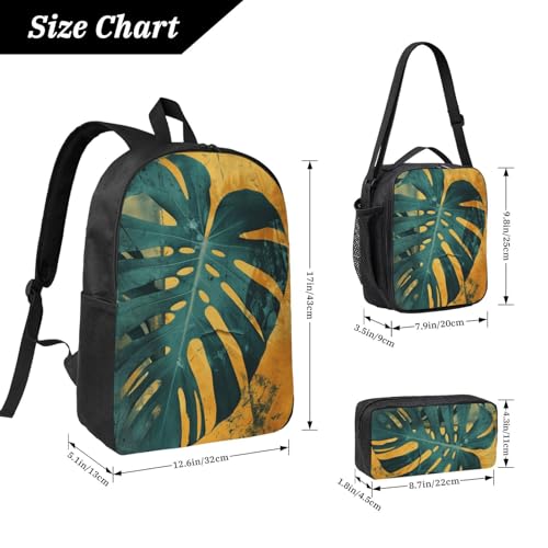 Monstera Backpacks 3 Pcs Cute Lightweight Daypack with Fun Graphic Cartoon Print for Travel Work2