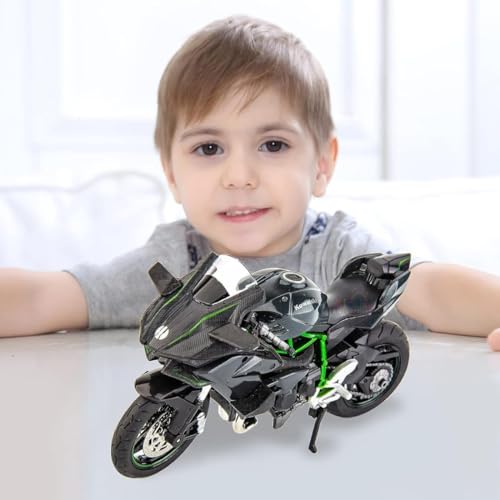 Image of Police Motorcycle Toy - Pull Back Motorcycle Toys, Tiny Gift with Music Lighting, Latte Motorcycles Toy for Kids Boys Age 3-8 Year Old [Multicolor] (Ninja - H2R-Multicolor)