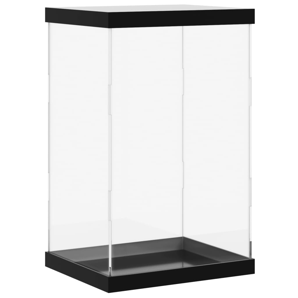 Acryl Vitrine 22x18x35 cm - Transparente Sammelvitrine mit schwarzem Sockel für Figuren, Sammlerstücke und Modellautos - Staubschutzbox