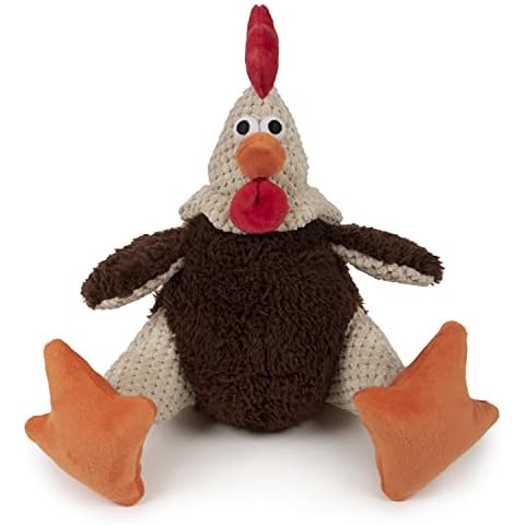 goDog Checkers Fat Rooster Squeaky Plush Dog Toy, Chew Guard Technology - Brown, Large Cover
