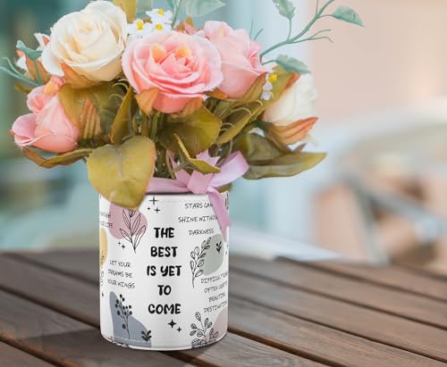 Image of Pen Holder Cute, Pencil Cup, Makeup Brush Holder, Multi-Functional Round Leather Pen Supply Organizer for Teens Adults, Inspiring Words Pattern