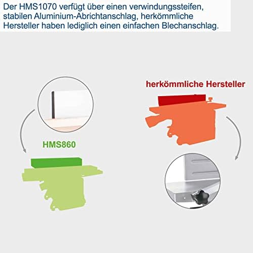 Bild 5 - Scheppach Abricht- & Dickenhobelmaschine HMS1070 Hobelmaschine | 1500W Leistung | 2 HS-Hobelmesser | schwenkbarer Anschlag | Messerdrehzahl 9000-1 | Durchlasshöhe/-breite 120–254mm | Spanabnahme 2mm