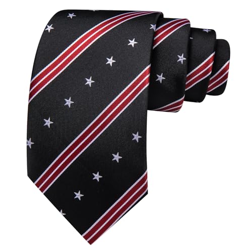 Image of Barry.Wang Silk Men Ties Formal Stripes Necktie and Tie Clip for Wedding Party Business Fashion Classic