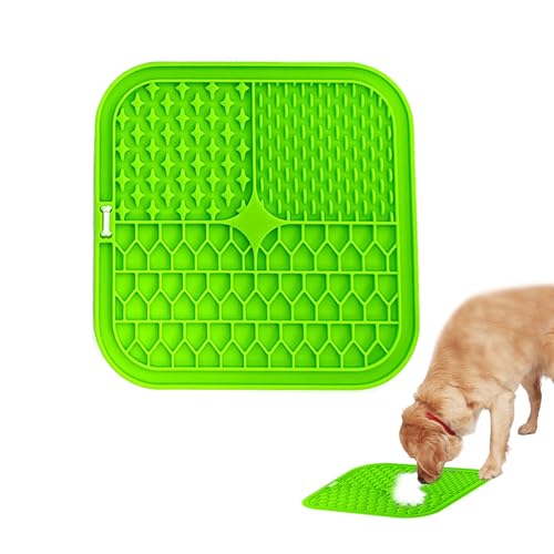 Image of Licking Mat for Dogs and Cats | Premium Lick Mat Suction Cups | Anxiety and Boredom Relief | Slow Feeding Mat Puzzle Toy | Food Grade Silicone Distraction Toy (Green)