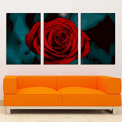 Peinture rose fleur sur toile tendue avec châssis de qualité - 4