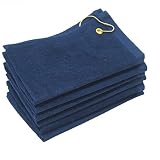 SHOPINUSA Set of 12, Terry Velour Golf Towels Corner Grommet & Hook, 11x18 Fingertip Towels, 100% Co