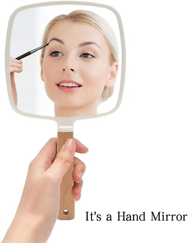 Image of Single Sided Handheld Vanity Mirror for Travel | Portable Face Mirror with Comfy Handle & Hanging Hole | Small Rectangular Makeup Hand Mirror for Men & Women (Multicolor, 25 x 14 cm) Fan