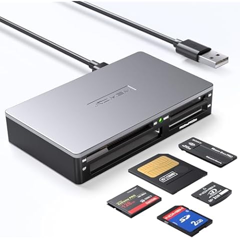 SmartMedia Card Reader Writer All-in-1 USB Universal Multi Card Adapter Slim Hub Read Smart Media, xD, SD, SDHC, SDXC, UHS-I, MMC, MS Pro Duo, CF, MD, Camera Flash Memory Cards For Windows, Mac, Linux Cover