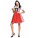 DJF Women Oktoberfest Dirndl Costume Plaid German Beer Festival Cosplay Bavarian Dress Halloween Fancy Dress (S, Red), BB8-9-37