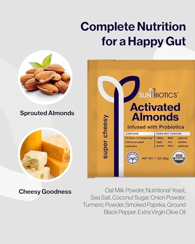 Image of Sunbiotics Activated Organic Sprouted Almonds - Super Cheesy, Pack of 12