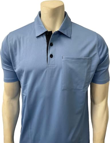 Smitty | BB-S349 Major League Style Short Sleeve Umpire Shirt Pro Fit Over Chest Protector Baseball Softball Official (Blue w/Black, Medium)
