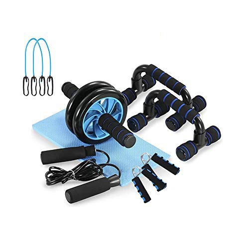 BOSWELL 6-in-1 AB Wheel Roller Kit AB Roller Pro with Push-UP Bar, Hand Griper, Pull Rope, Jump Rope and Knee Pad - Perfect Home Gym Portable Equipment for Men Women Exercise
