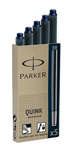 Parker Quink Long Cartridge for Fountain Pen - Blue/Black (Pack of 5)