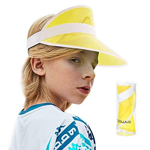 Zowya Clear Sun Visor Hats For Girls Boys Plastic Color Visor Caps For Kids Pvc Tennis Beach Cap Uv Protection Adjustable Yellow cover