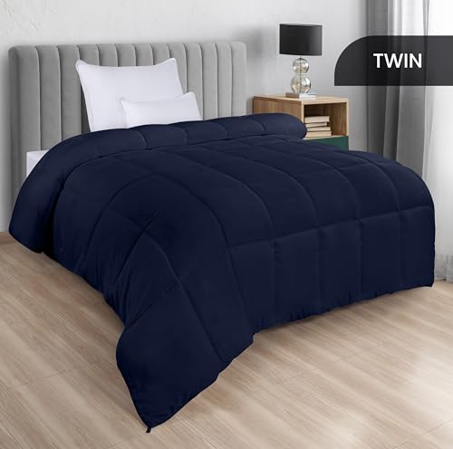 Utopia Bedding All Season 250 GSM Comforter - Plush Siliconized Fiberfill Comforter Twin - Box Stitched (Twin/Twin XL, Navy)