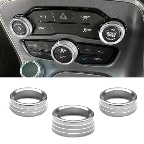 3PCS Air Conditioner Switch Button Knob Cover, Car Interior Trim AC Knob Cover, Auto Accessories Climate Control Knob Covers Compatible with Dodge Challenger Durango 2015-2022