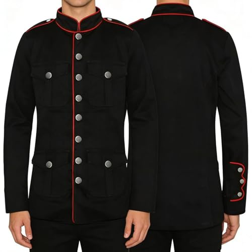 Chaqueta gótica de hombre con estilo militar medieval y cuello alto uniforme blazer