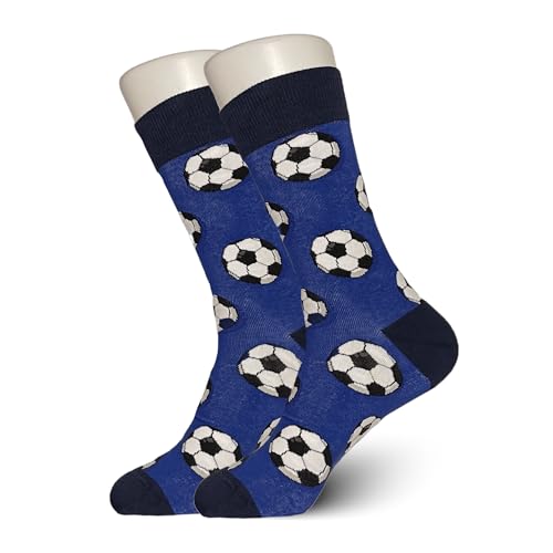 Sock Bro - Blue Soccer Ball Socks – Fun Sports Socks for Soccer Fans And Players, Comfortable Cotton Blend, Great Gift Idea - Sock Bro Novelty Sock Collection