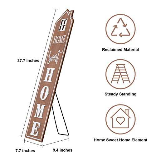 Decspas Welcome Sign For Front Door, 38" Brown House Decorative Plaque Outdoor Decor, Spring Decor Window Cut-Out Home Sweet Home Sign, Farmhouse Rustic Welcome Sign For Front Door, Front Porch #TOP6