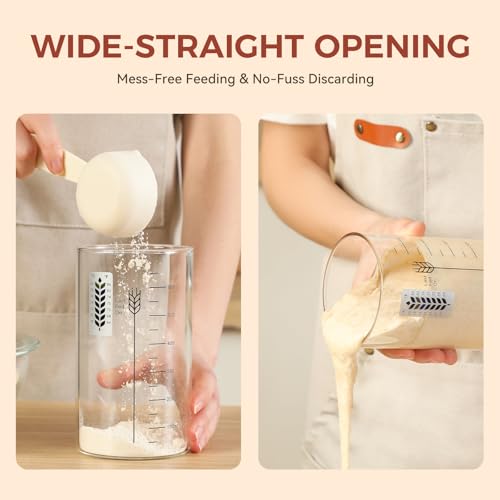 Image of Sourdough Starter Jar Kit, 24 oz Wide Mouth Sour Dough Jars Glass | Sourdough Bread Baking Supplies, Sourdough Tools for Beginners and Pro, Dishwasher-Safe, Borosilicate Glass, 1 Pack