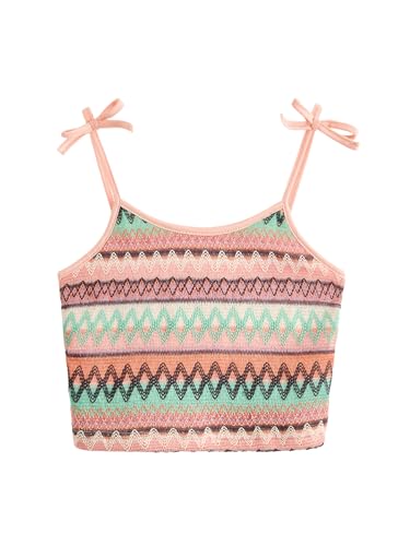 Image of Verdusa Girl's Summer Geo Graphic Bow Knot Shoulder Sleeveless Crop Cami Top