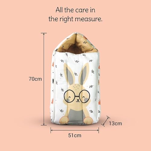 Image of Krildo 3 in 1 Baby Sleeping Bag & Carry Nest for Newborn, Portable Bamboo Cotton for 0-6 Months Infants, Holding Set, Soft & Lightweight (Honey Bunny)